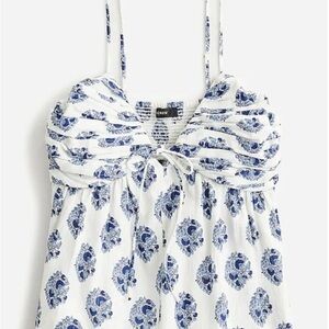 Gathered Lurex® gauze camisole in gathered floral block print